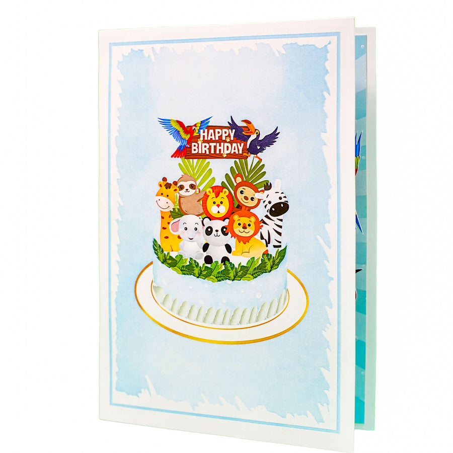 Young Jungle Birthday Cake for Kids Pop-Up Card