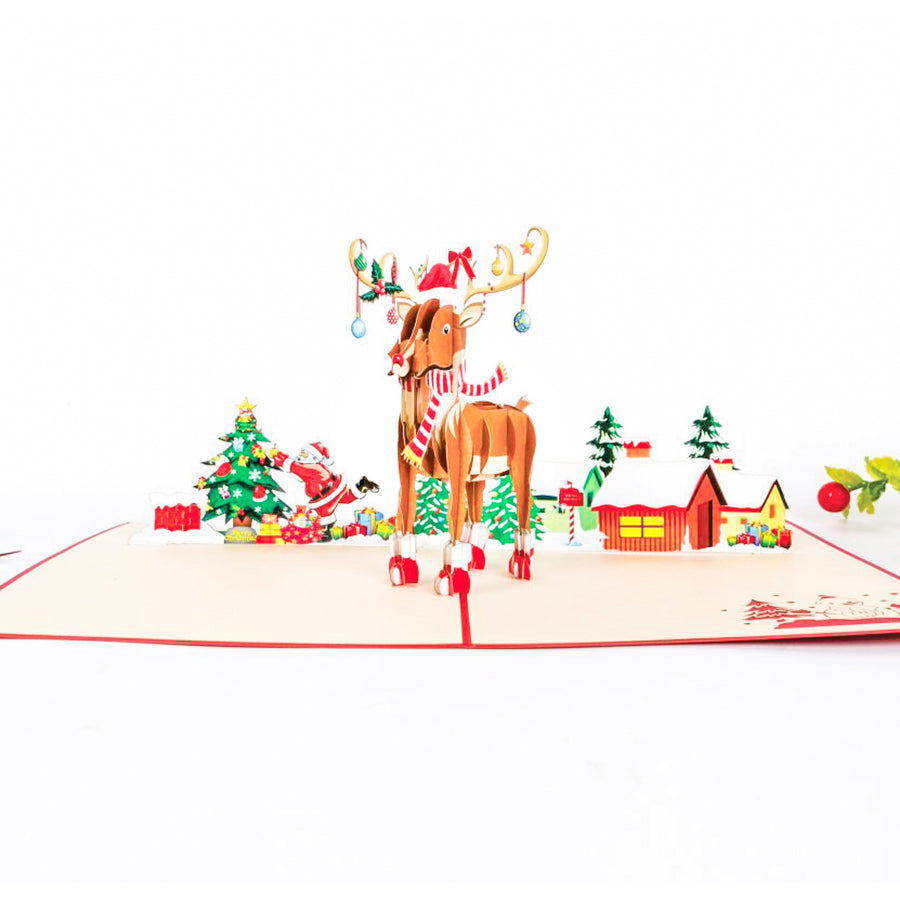 Rudolph Wishes Merry Christmas Pop-Up Christmas Card
