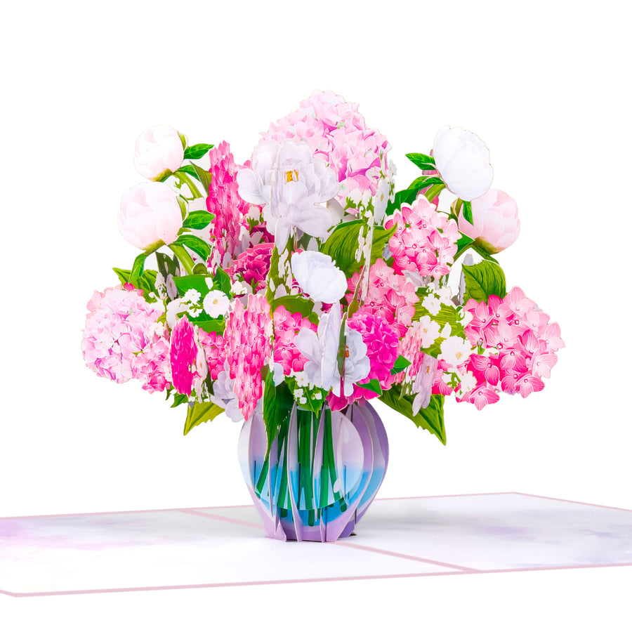 Pink Hydrangea Vase Pop-Up Card