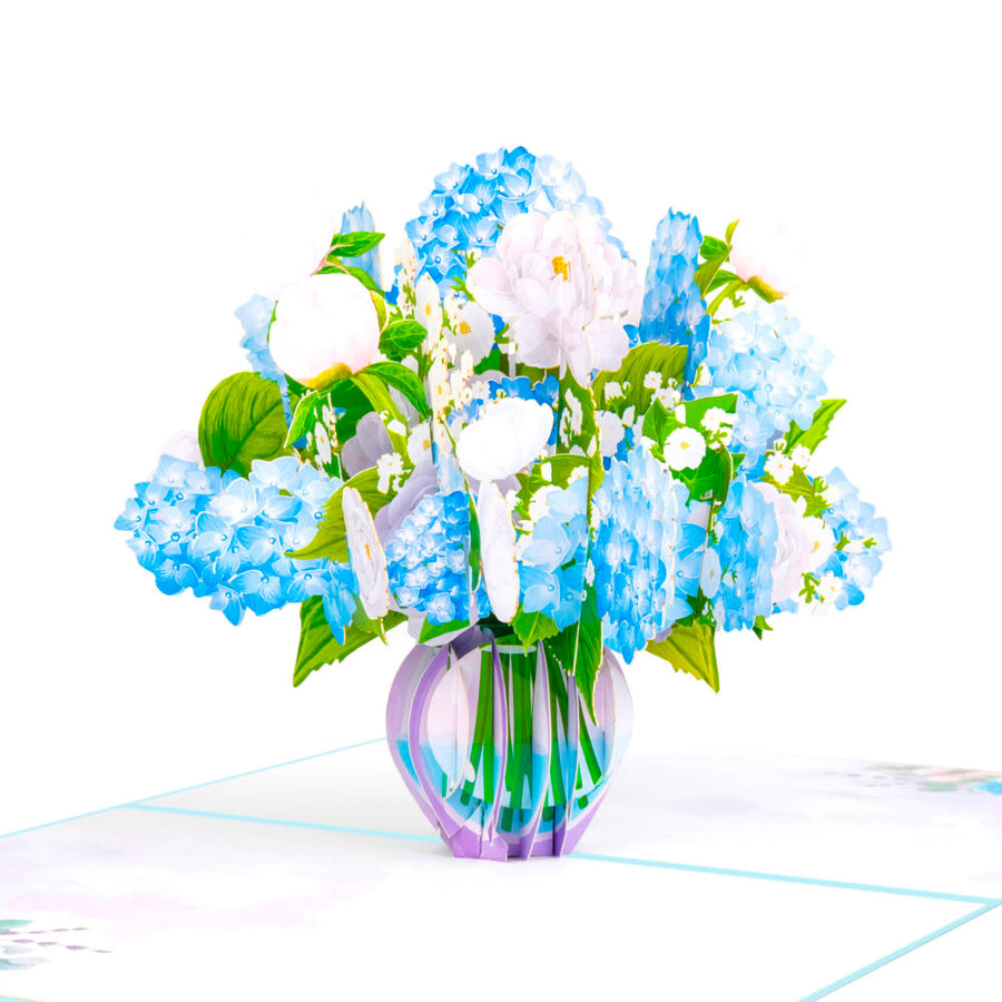 Blue Hydrangea Vase Pop-Up Card