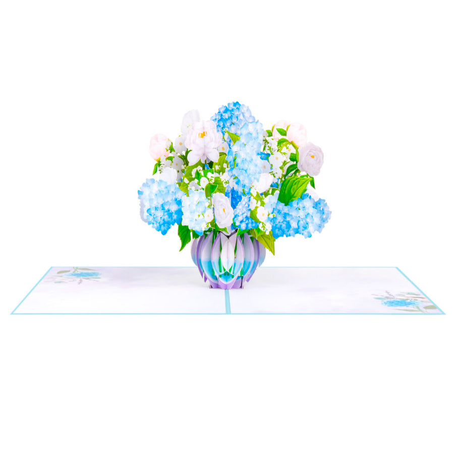 Blue Hydrangea Vase Pop-Up Card