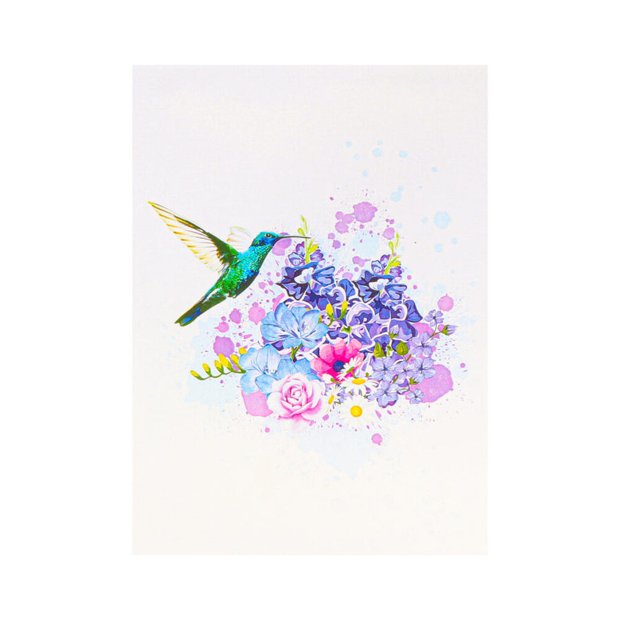Mixed Flowers and Hummingbird Pop-Up Card