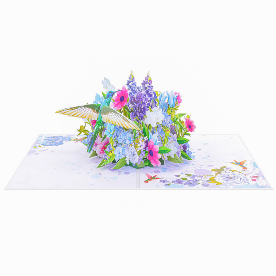 Mixed Flowers and Hummingbird Pop-Up Card