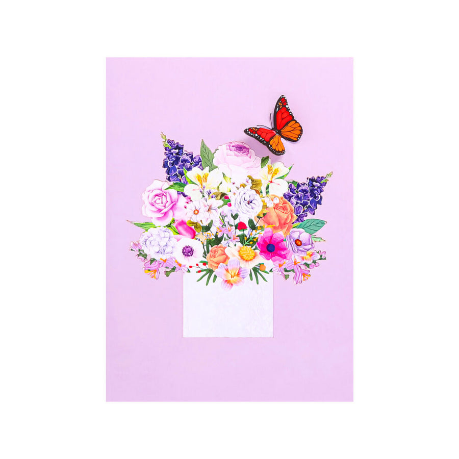 Mixed Flower Pot With Butterfly Pop-Up Card