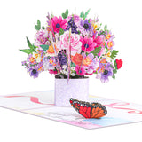 Mixed Flower Pot With Butterfly Pop-Up Card