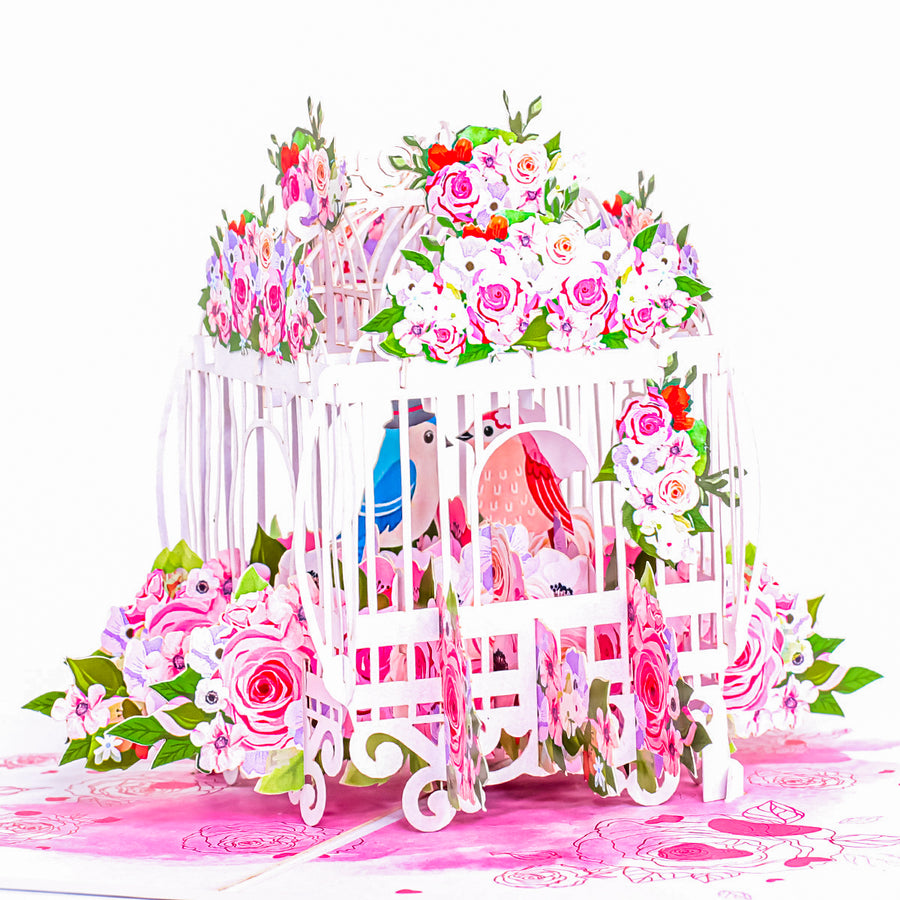 The Love Birds Bird cage Pop-Up Card