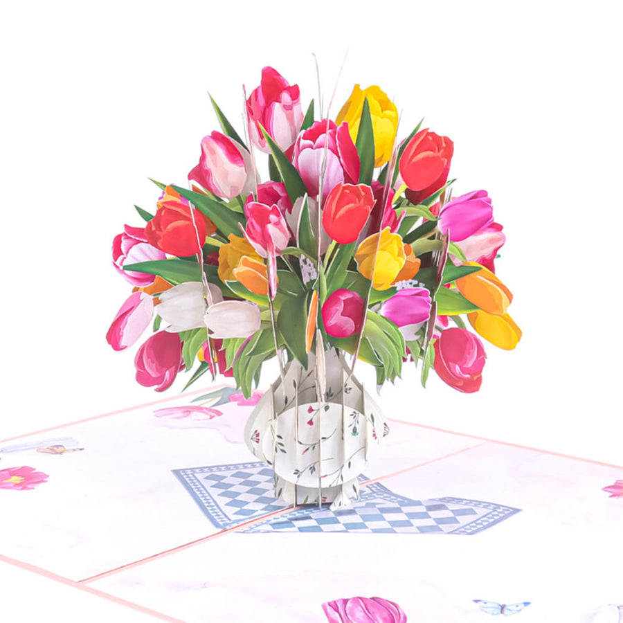 Tulip Bouquet in a vase Pop-Up Card