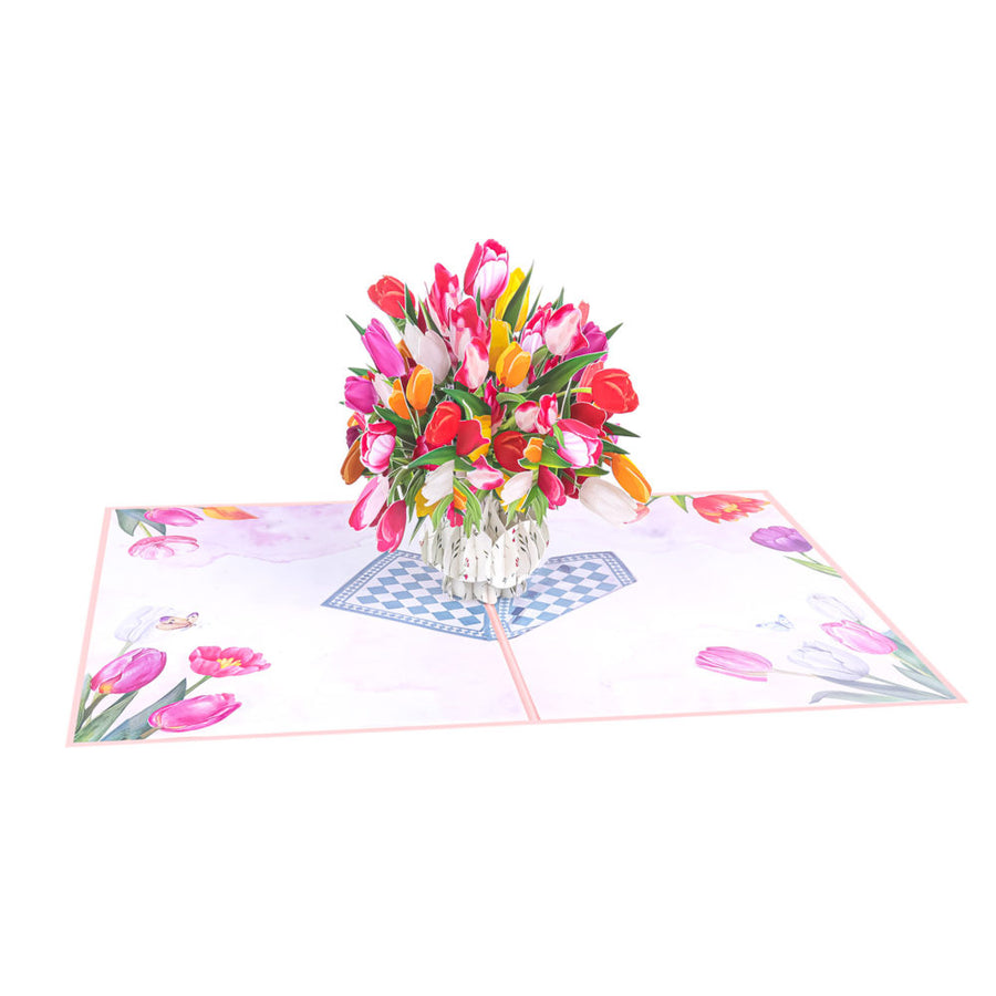 Tulip Bouquet in a vase Pop-Up Card