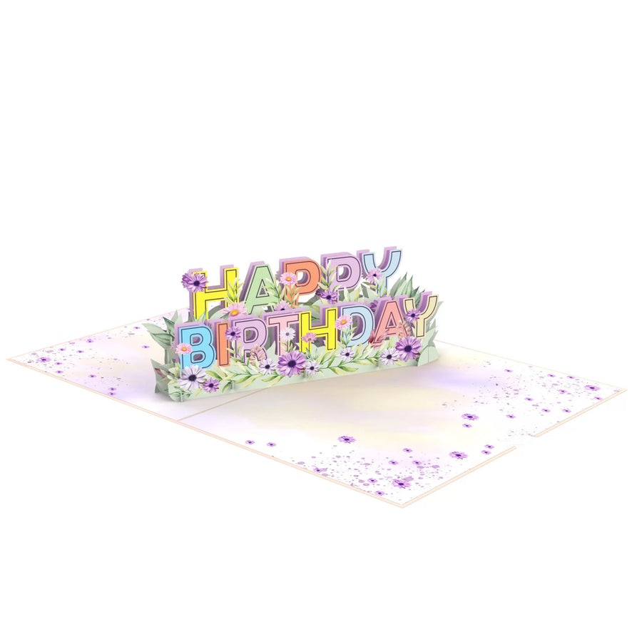 Pastel Floral Happy Birthday Text