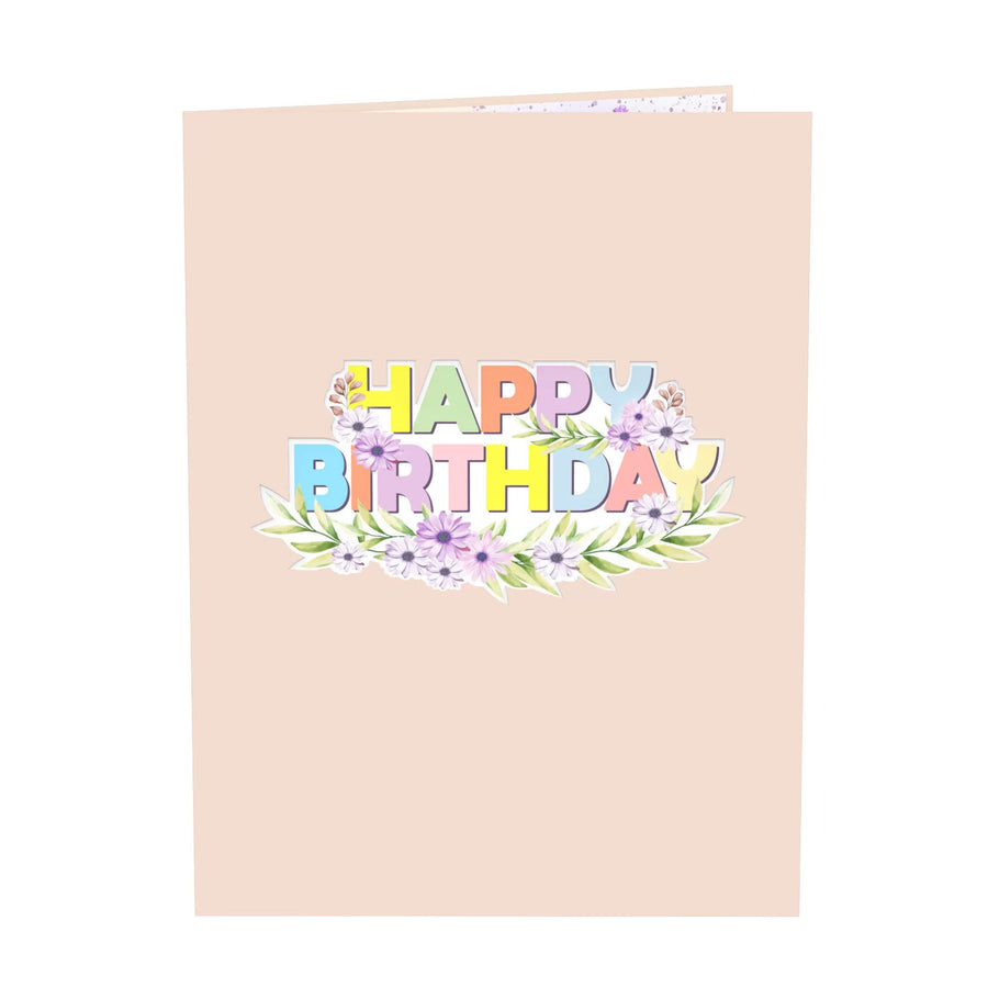 Pastel Floral Happy Birthday Text