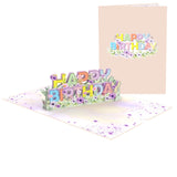 Pastel Floral Happy Birthday Text
