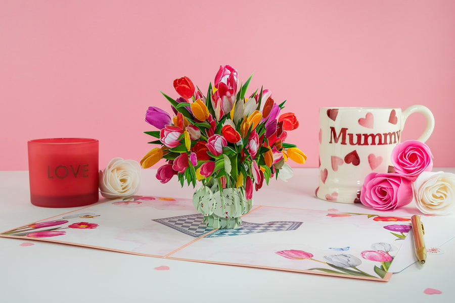 Tulip Bouquet in a vase Pop-Up Card