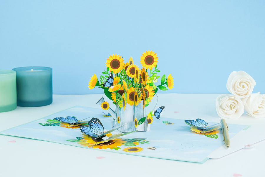 Watering Can Sunflower Bouquet Pop-Up Card