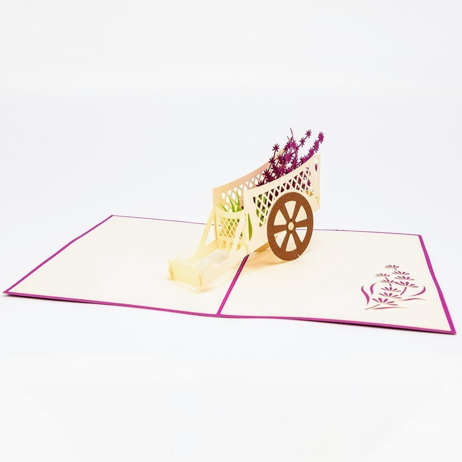 Purple Lavender Flower Cart Popup Card