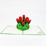 Red Tulip Flower Bouquet Popup Card