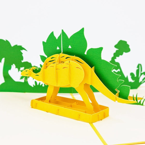Stegosaurus Dinosaur Yellow Pop-Up Card