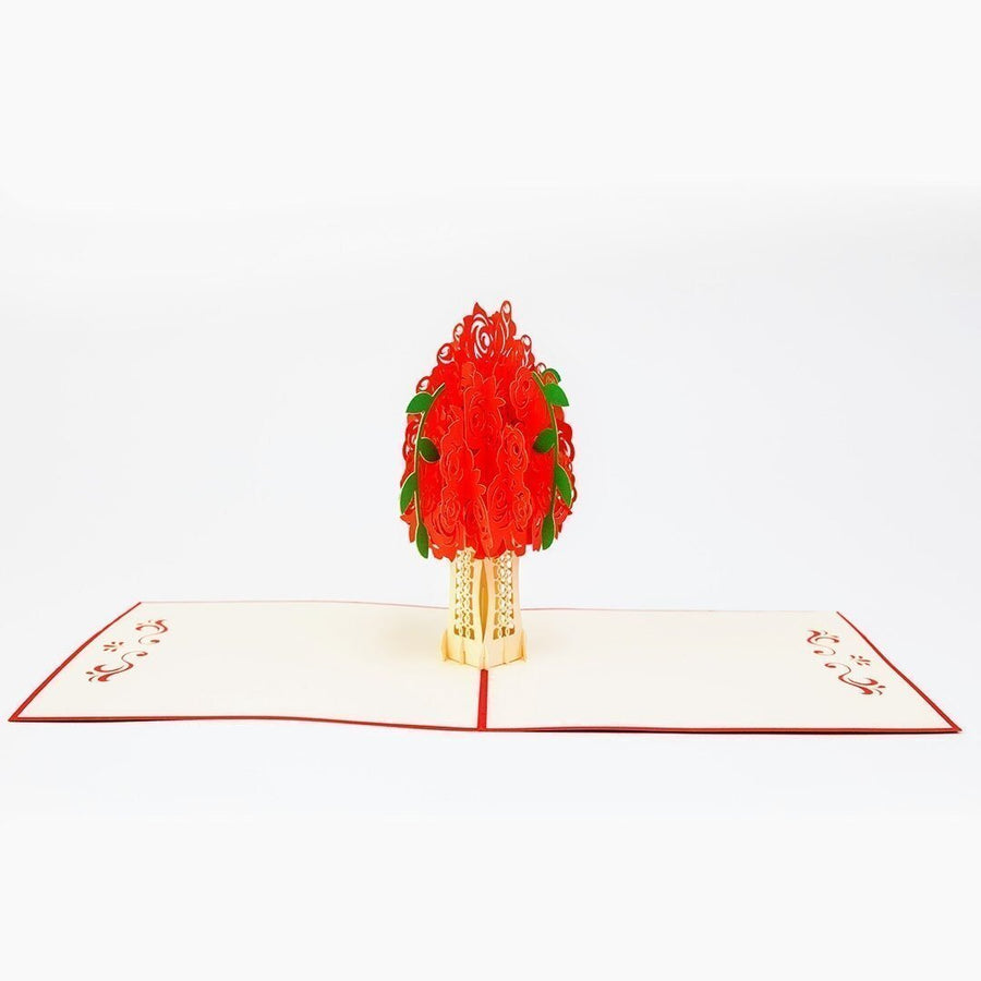 Red Rose Bouquet Flower Popup Card