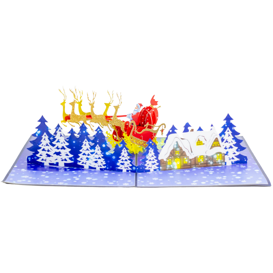 Santa in his Sleigh 3D Pop-Up Card UK