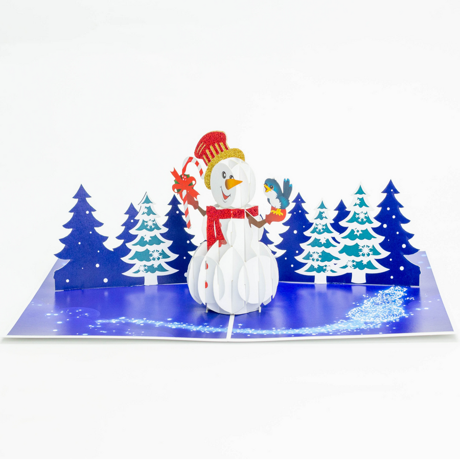 Snowman in the Woods 3D Pop-Up Card UK