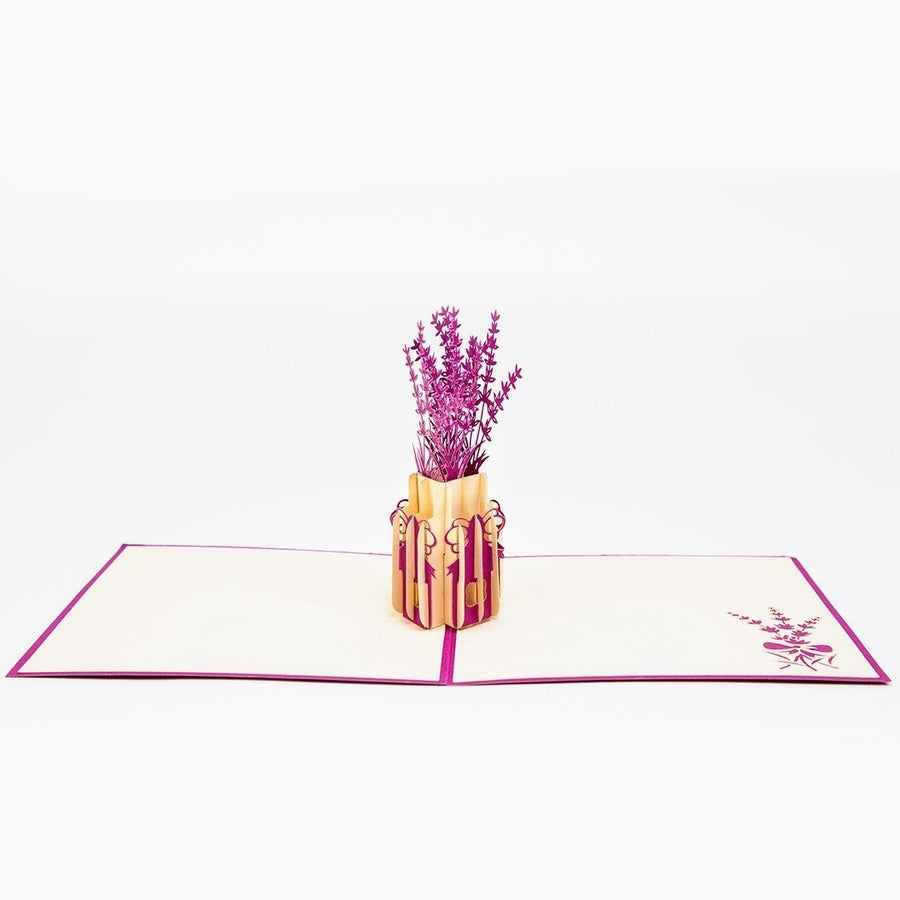 Purple Lavender Flower Vase Popup Card