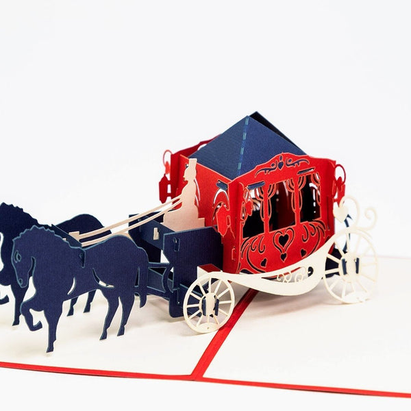 Wedding Carriage & Horses Pop-Up Card