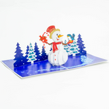 Snowman in the Woods 3D Pop-Up Card UK