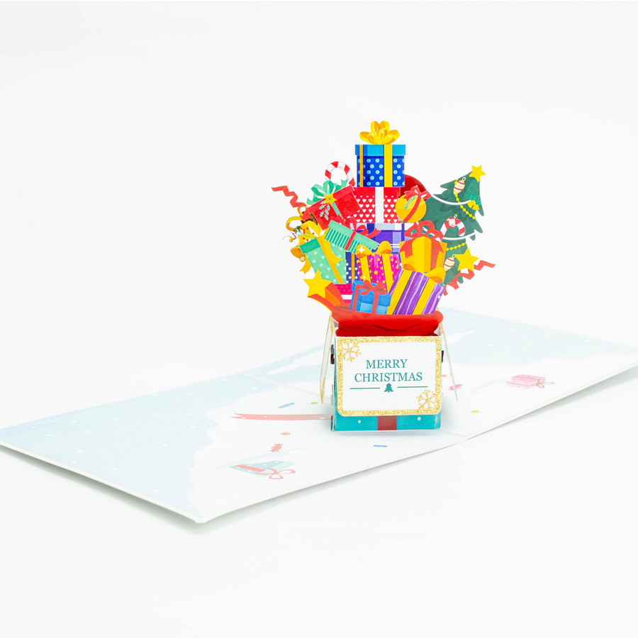 Santa in a Christmas Present 3D Pop-Up Card UK