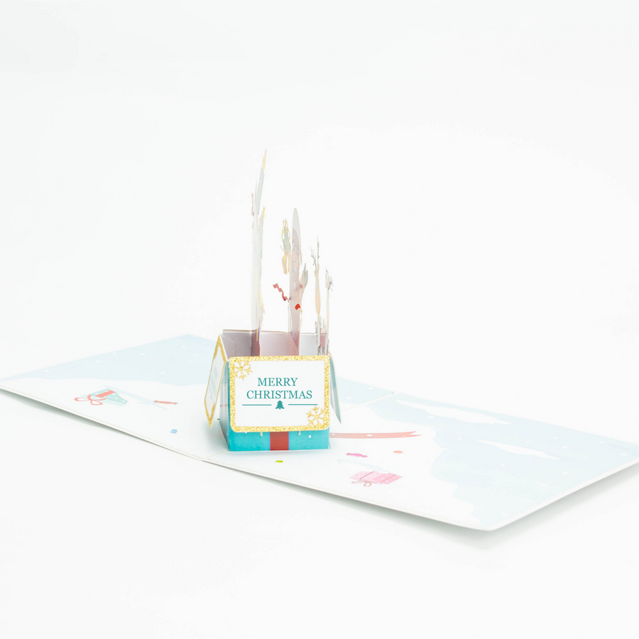 Santa in a Christmas Present 3D Pop-Up Card UK