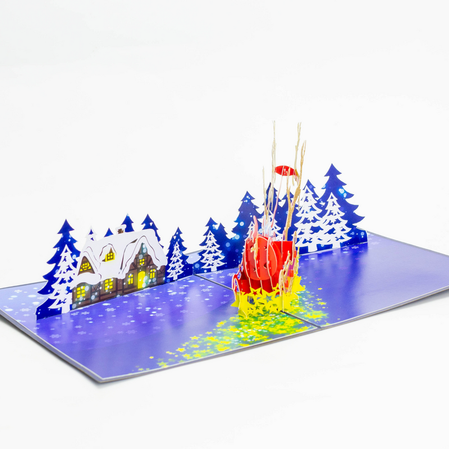 Santa in his Sleigh 3D Pop-Up Card UK
