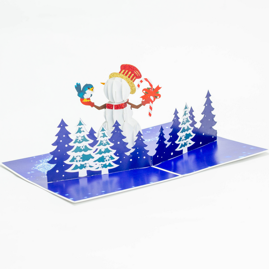 Snowman in the Woods 3D Pop-Up Card UK
