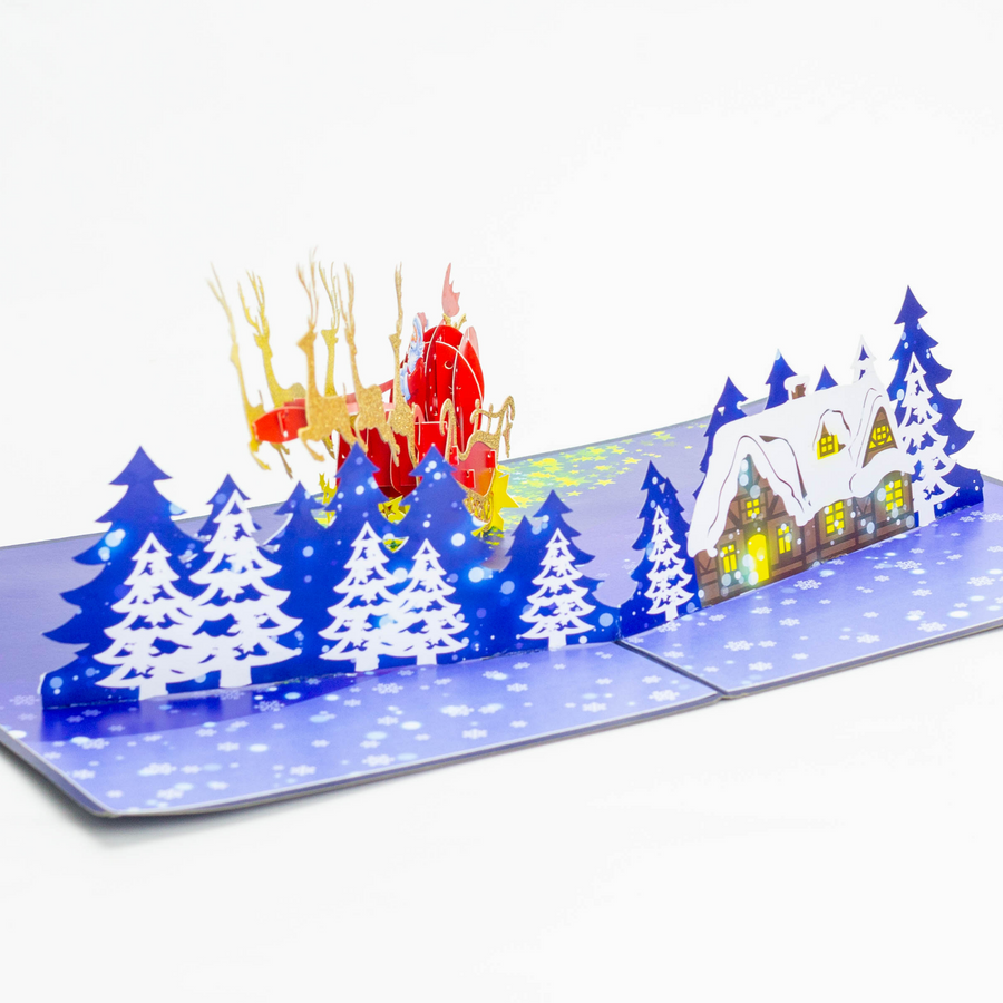 Santa in his Sleigh 3D Pop-Up Card UK