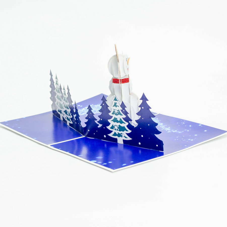Snowman in the Woods 3D Pop-Up Card UK