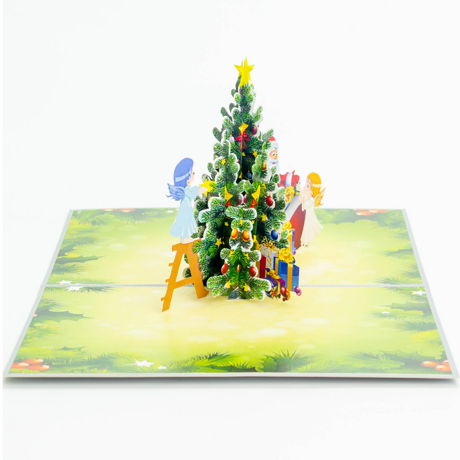 Santa Decorating the Christmas Tree 3D Pop-Up Card UK