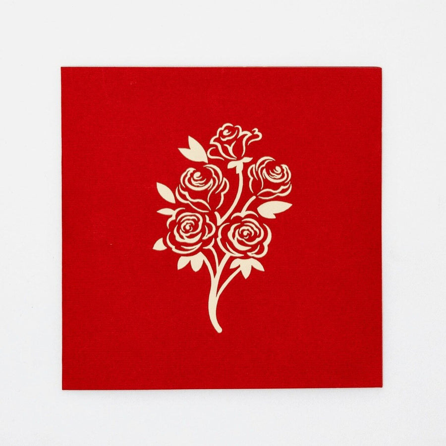 Red Rose Bouquet Flower Popup Card