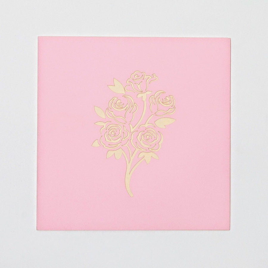 Pink Rose Bouquet Flower Popup Card