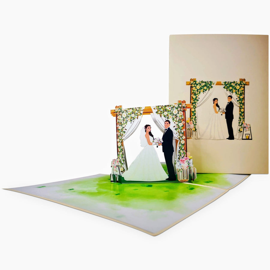 Married Couple At The Wedding Altar 3D Pop Up Card