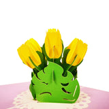 Yellow Tulip Flower 3D Pop Up Card UK