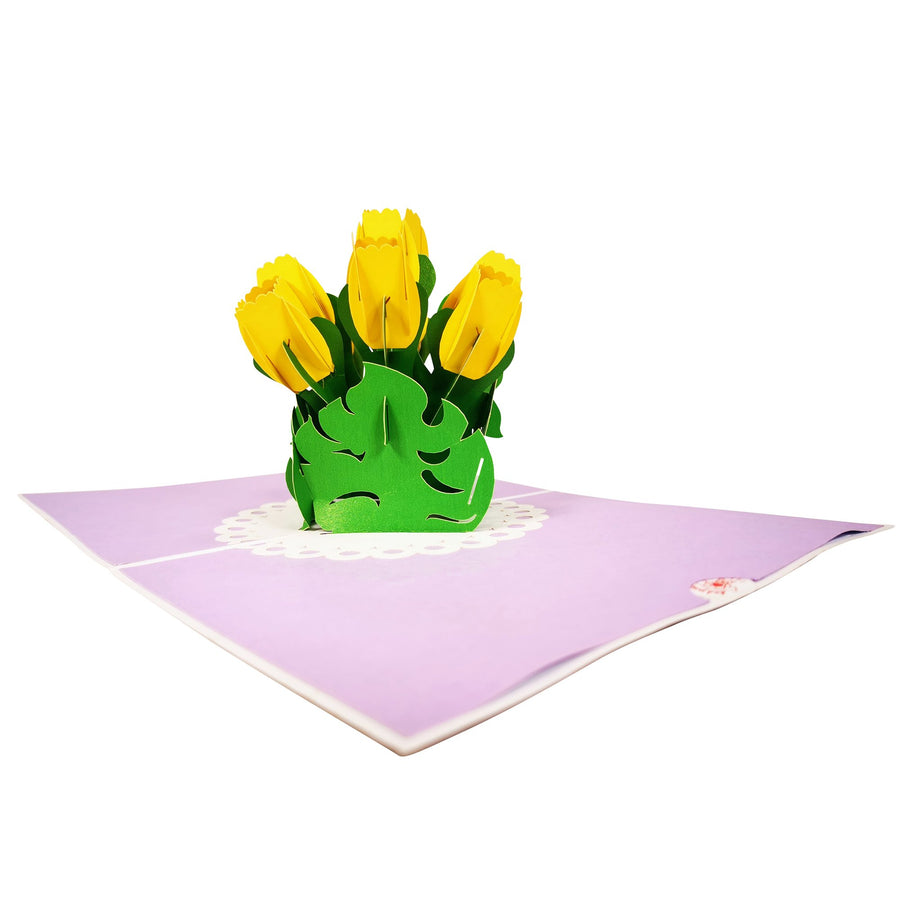 Yellow Tulip Flower 3D Pop Up Card UK