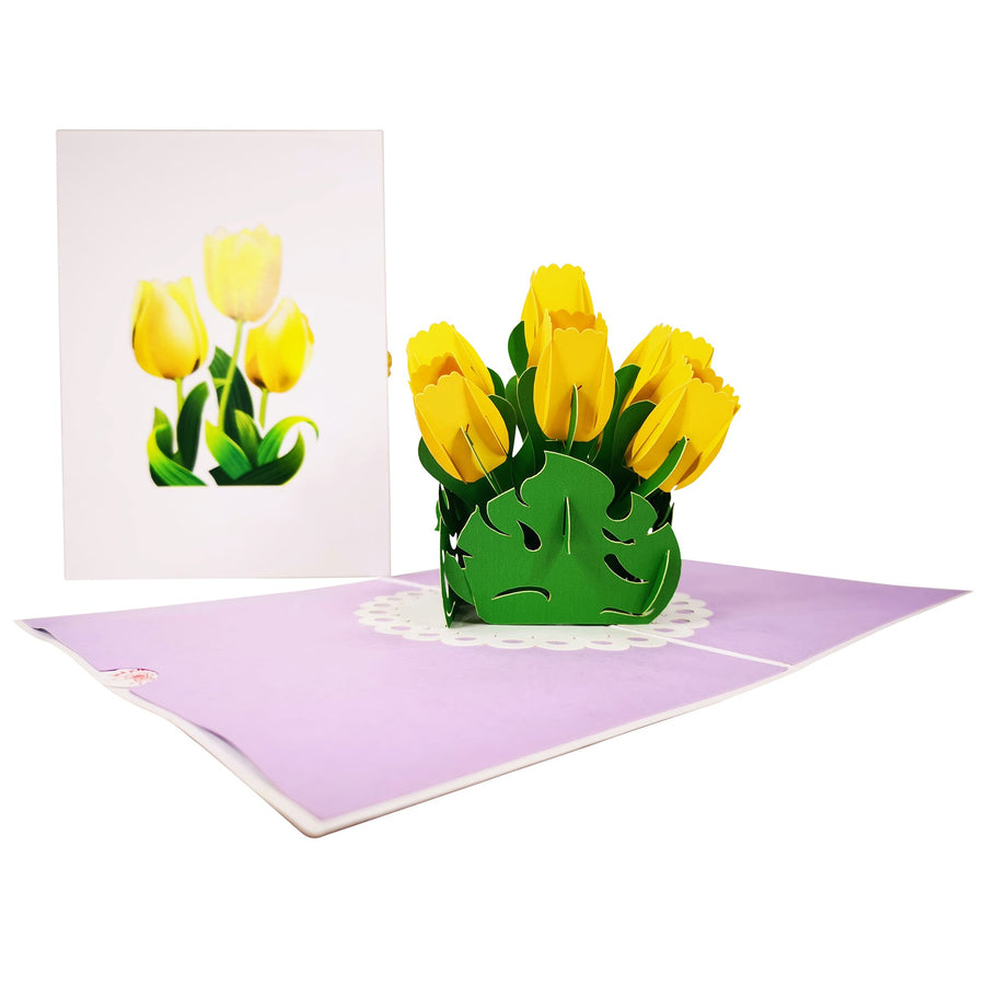 Yellow Tulip Flower 3D Pop Up Card UK
