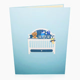 Congratulations New Baby Boy Blue Cot 3D Pop Up Cards UK