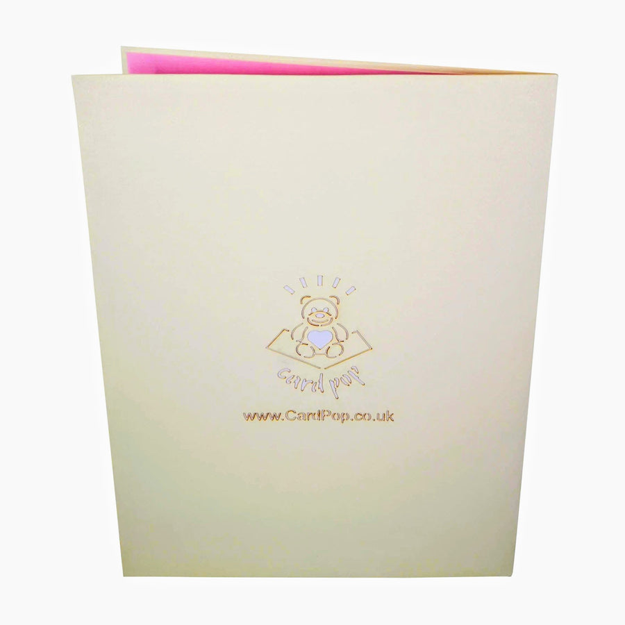 2 Pink Unicorns on a Rainbow 3D Pop Up Card UK