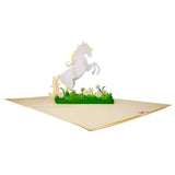 White Horse in Daisy Field 3D Pop Up Card UK