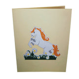 White Horse in Daisy Field 3D Pop Up Card UK
