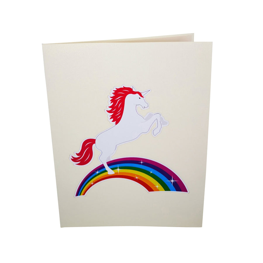 Unicorn Jumping Over A Rainbow 3D Pop Up Card UK