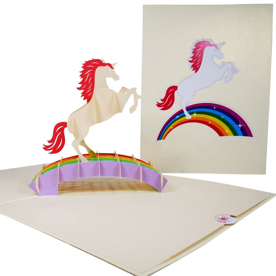 Unicorn Jumping Over A Rainbow 3D Pop Up Card UK