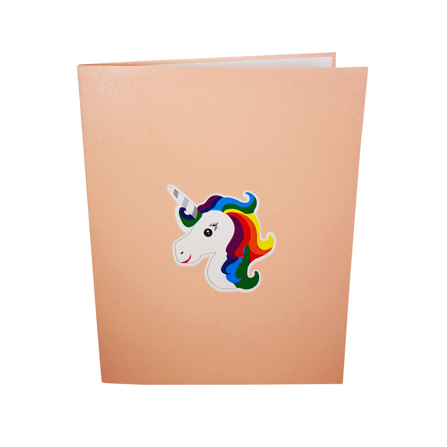 White Unicorn with Rainbow Mane 3D Pop Up Card UK