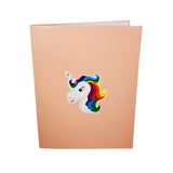 White Unicorn with Rainbow Mane 3D Pop Up Card UK