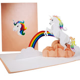 White Unicorn with Rainbow Mane 3D Pop Up Card UK