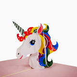 Unicorn Head with Rainbow Mane 3D Pop Up Card UK