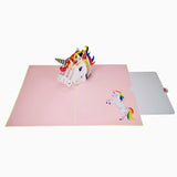 Unicorn Head with Rainbow Mane 3D Pop Up Card UK